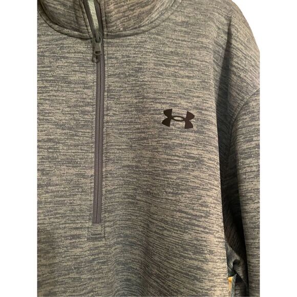 Under Armour Mens Grey/green Long-Sleeve 1/4 Zip Pullover Fleece Jacket Extra Ex - Picture 2 of 16